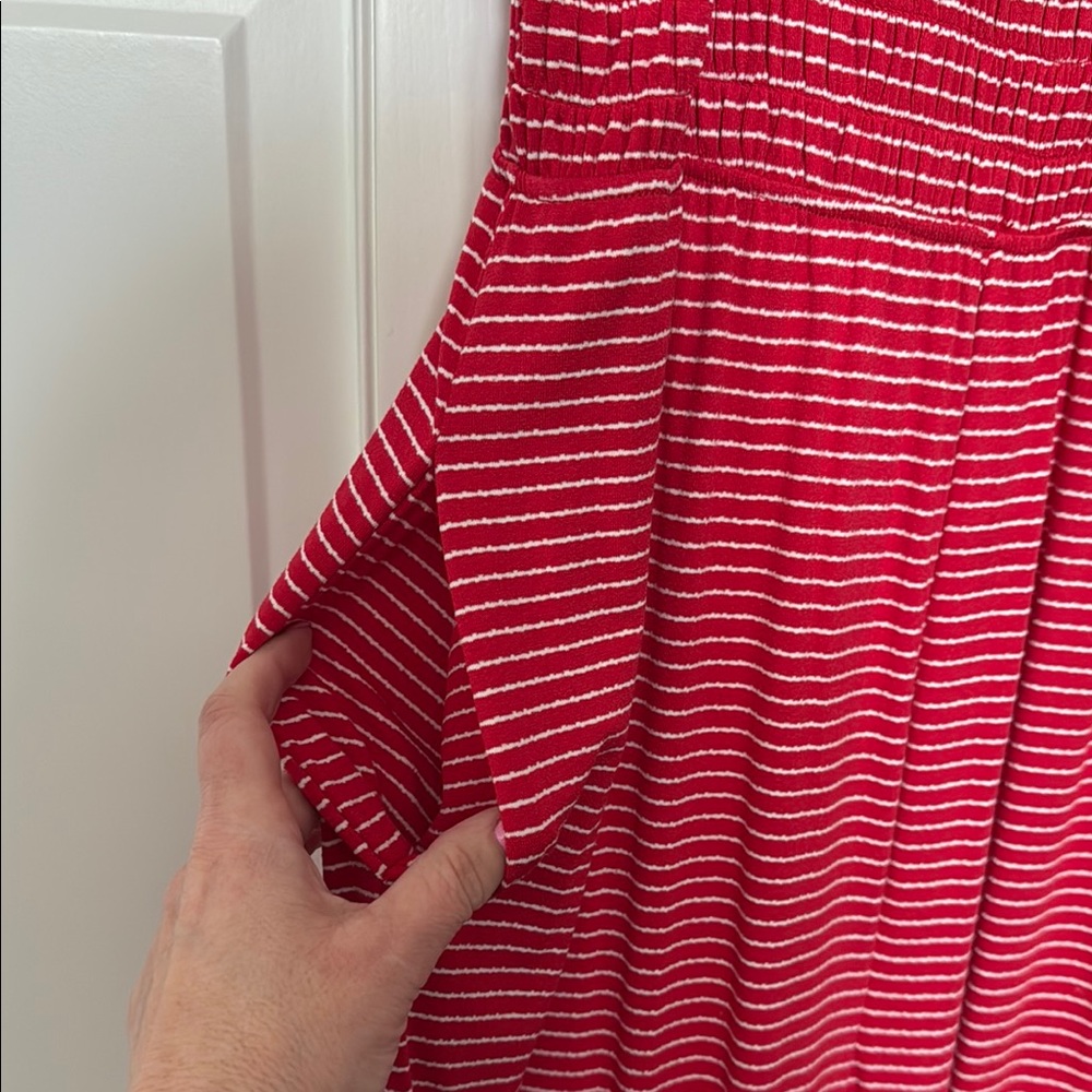 Impressions Red and White Striped Jumpsuit - Picture 5 of 5